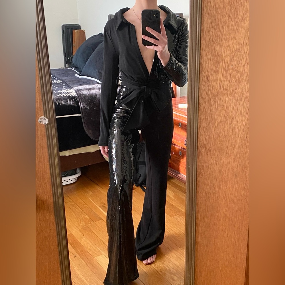 Black Sequin Jumpsuit